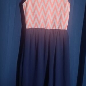 Espresso Pink Chevron and Blue Dress